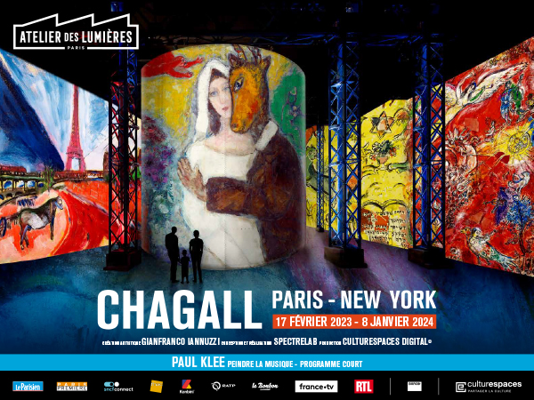 Affiche de l'exposition Chagall à l'atelier des lumières