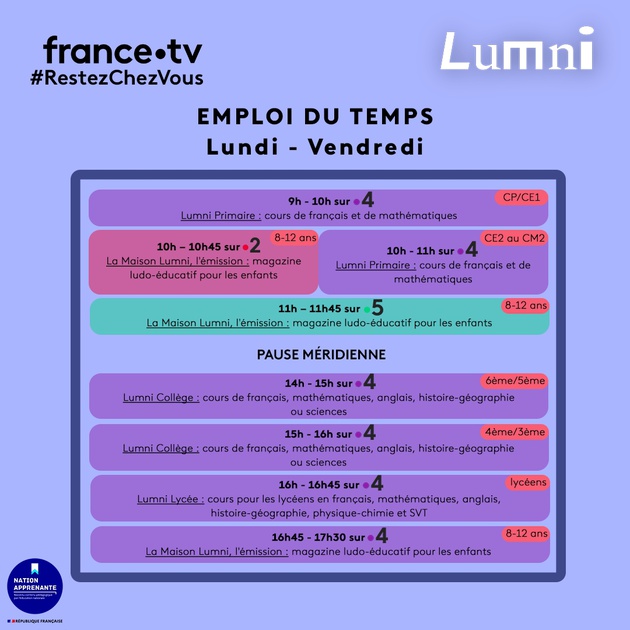 Lumni : emploi du temps