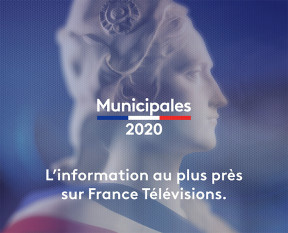 Visuel de la Marianne de profil en blanc sur fond bleu