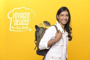 Le logo de l’émission Voyages & Délices et La Chef Kelly