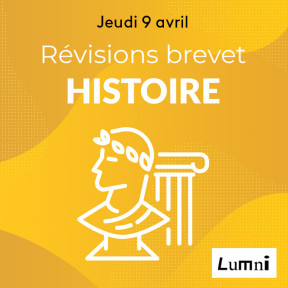 Logo Lumni et dessin Histoire révisions du Brevet jeudi 09/04