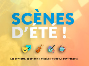 Texte Scènes d'été avec pictos guitare, violon, TV et masques