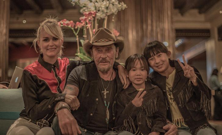 Johnny Hallyday en famille