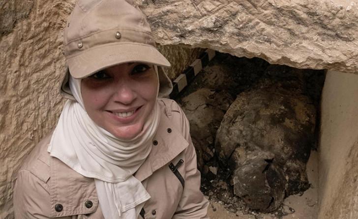 Kathleen Martinez sur le site de fouille de Taposiris Magna