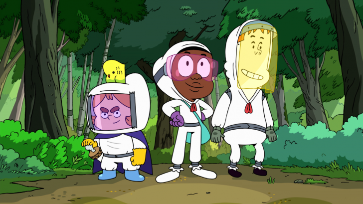 Kelsey, Craig et JP, au milieu des bois