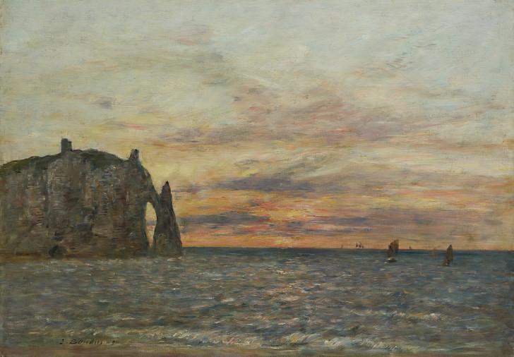 Étretat, la falaise d’Aval au soleil couchant 1890