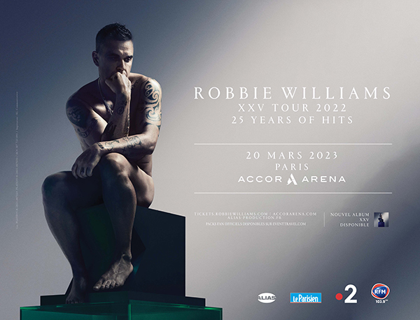 Affiche de la tournée Robbie Williams XXV Tour 2023