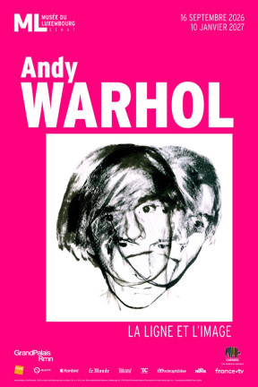 Photo de l'affiche de l'exposition Andy Warhol. La ligne et l’image au Musée du Luxembourg Sénat
