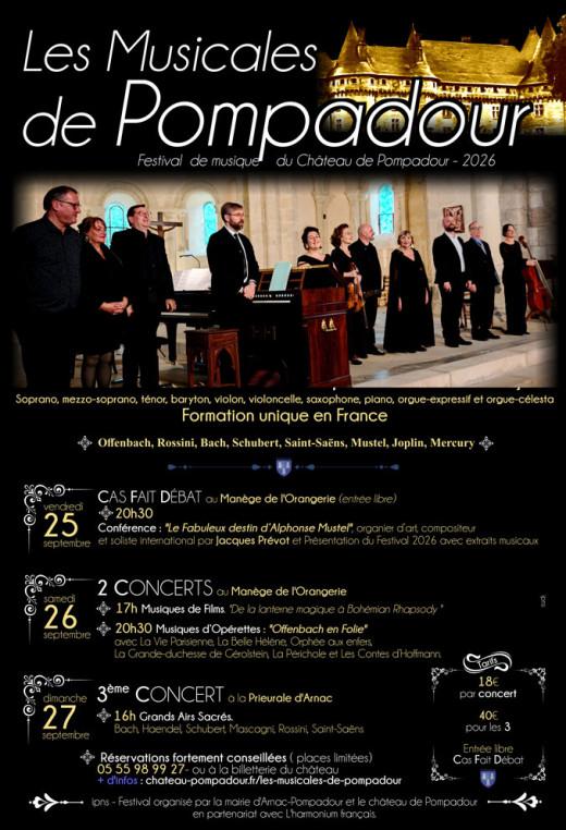 Gagnants : Gagnez vos places pour les Musicales de Pompadour ! 26/09/2026 Les Musicales…