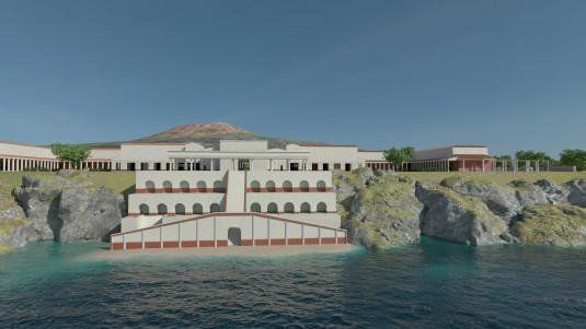 Reconstitution en 3D de la villa A depuis la côte