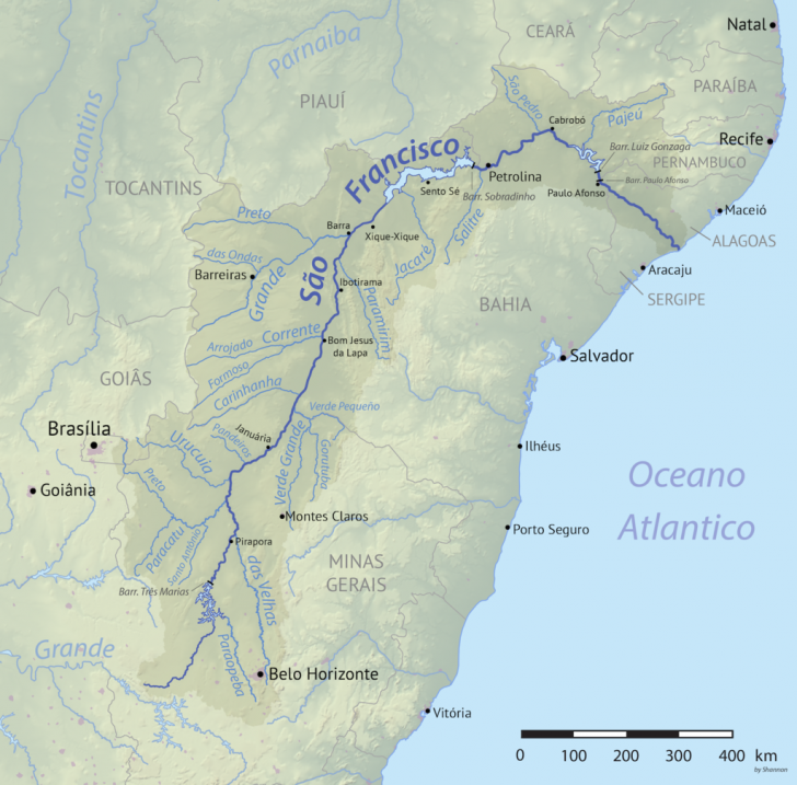 Carte géographique du fleuve
