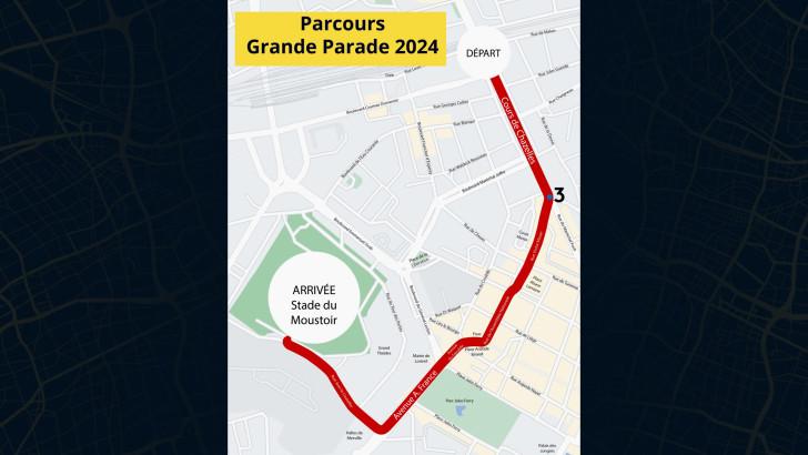 Plan du parcours de la Grande Parade